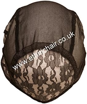 Weaving Net with No Parting Durable Stretchy Lace Material Wig Cap with Combs and Straps Small Black