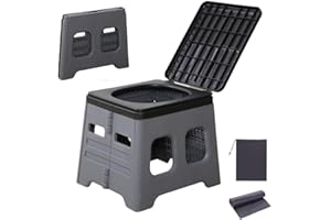 Ccarzzi Camping Toilet Portable Toilets for Adults, Compact Foldable Travel Toilet with Garbage Bags and Storage Bag, 150 KG Load Capacity, for Fishing, Camping, Hiking(Gray)