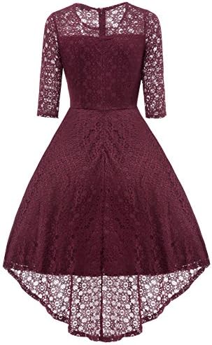 Gigileer Women Floral Lace Dress 1/2 Sleeve Cocktail Dress Plus Size Swing Irregular Dress