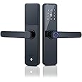 LansMoor Smart Door Lock, Keyless Entry with Fingerprint and Touch Screen, Biometric Digital Lock with Keypad, Free App & NFC Card, Bluetooth Door Lock with Tuya App Control(4585 Mortise)