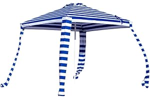 SUN & SURF Großer quadratischer Strandschirm, 180 x 180 cm, mit Belüftung, abnehmbarer Wand, UV-Schutz 30, Taschen und Gewichtssäcke, 8 Heringe, inklusive Tragetasche