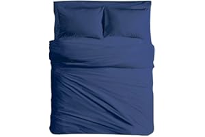 MAXIME MAISON - Bettlaken Set (4 Teilige, Blau/Royal) 100% Baumwolle, für Allergiker geeignet, 1 Spannbettlaken 180x200cm, 1 Bettlaken 240x285cm und 2 Kissenbezüge 52x82cm (BETTBEZUG Nicht ENTHALTEN)