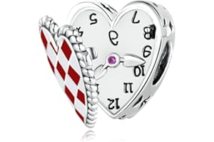 LES FOLIES DI PAOLA GRIECO Charm Reloj de bolsillo Alice in wonderland Números invertidos para Disney de plata 925 - Les Folies para Pandora, Plata de ley, Circonita cúbica
