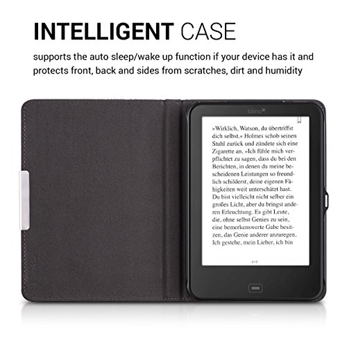 kwmobile Hülle für Tolino Shine 2 HD – Flipcover Case eReader Schutzhülle – Bookstyle Klapphülle Sonne Aztec Design Weiß Schwarz - 4