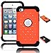 Price comparison product image Bastex Heavy Duty Hybrid Case for Touch 4, 4th Generation iPod - Black Silicone / Orange Spot Diamond Bling Hard Shell