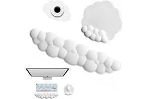 Delmkin Tapis de souris avec repose-poignet - Ergonomique - Repose-poignet - Clavier - Avec dessous de verre - Pour jeux et bureau - Blanc