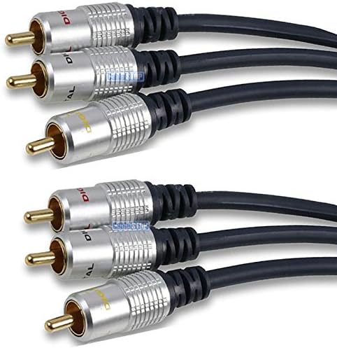 PRO 3 x Triple Phono Cable 0.5m to 10m Audio Video Composite Digital TV Lead (0.5m)