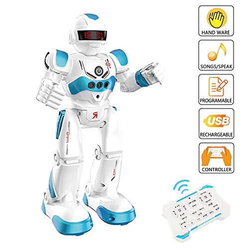 WISHTIME RC Robot Intelligent Télécommande Programmation Intelligente Robot Détecteur de Geste, Danse Chantant Marche RC Jouet avec Batterie Rechargeable pour Enfants Enfants Divertissement