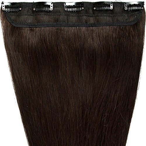 S-noilite One Piece 16"-22" Clip in Remy Human Hair Extensions 3/4 Full Head Set High Quality Long Straight Silky for Women Beauty (18"-50g,#2 Dark Brown)