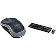 Logitech M185 Wireless Mouse for Windows, Mac and Linux - Grey + Logitech MK270 Wireless Keyboard and Mouse Combo for Windows - QWERTY, UK Layout, Black