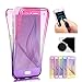 Produktbild XINYIYI 360 Grad Silikon Hülle für Galaxy S9 Plus, Full Body Cover 2 in 1 Handyhülle Gradient Farbe Ultra Dünn Vorne und Hinten Weiche Transparent TPU Schutzhülle Komplette Slim Fit für Samsung Galaxy S9 Plus - Rosa Lila