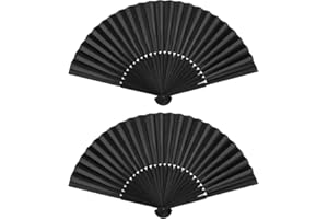YUKIYI 4 x składać wachlarz ręczny z czarnej tkaniny, orientalny dla kobiet, do tańca, imprez, prezenty ślubne, DIY, dekoracji do domu