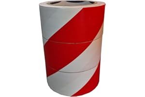 Pharos Industrial Hazard Tapes Safety 50mm (2") x 33m Adhesive Warning Tape Floor Barrier Tape (Red/White)