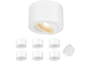 GeyouLux - Lote de 6 focos de techo blanco, extra plano y giratorio de 38°, diámetro de 80 x 50 mm, foco de proyección orientable, 5 W, 500 lm, 4000 K, módulo LED de 230 V, incluye aluminio LED, foco