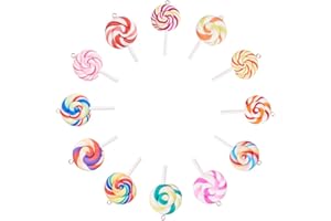 NBEADS 50Pcs Lollipops Colorati Ciondoli in Argilla Ciondoli Fatti A Mano in Polimero Argilla Lecca-Lecca Pendenti per La Fornitura di Artigianato Fai-da-Te, Colore Misto, 48mm