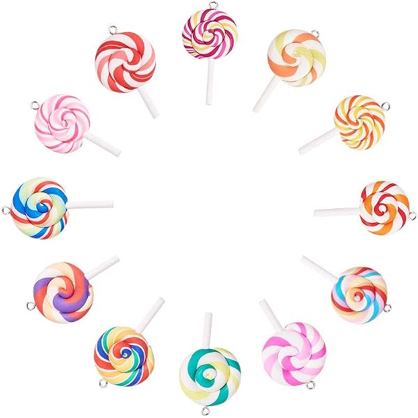 68 Pièces Breloques Bonbons & Ours Sucettes En Résine Colorée – Charms Kawaii Pour DIY Collier, Bracelet, Boucles D'Oreilles & Déco Artisanale