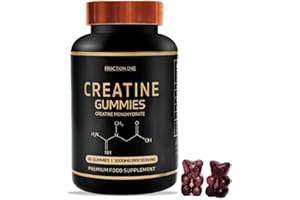 FRACTION ONE Creatine Gummies 3000mg 60 Gummies 30 Days Supply Creatine Monohydrate Gummies - Berry Flavoured Creatine - Pre Workout Gym Supplement for Men & Women - Vegan Chews Chewable Max recommneded Strength