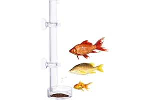 HUAHUO Fish Feeder Tube Acrylic Material Long Tube 25cm with Two Suction Cups for Feeding Fish Shrimp Crab