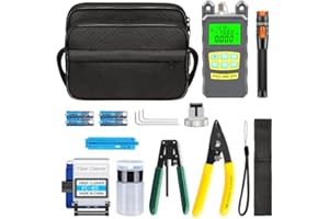 Nimomo Kit Fibra óptica, 15 Piezas Kit De Herramientas De Fibra FTTH Kit De Herramientas De Fibra óptica Con -70 to +10dB Medidor De Potencia De Fibra óptica Y Localizador De Fallas Visuales