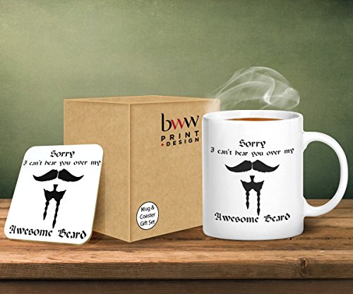 Price comparison product image Sorry I can't hear you over my awesome beard design 2 - Printed Mug & Coaster Gift Set