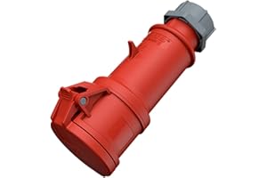 Mennekes 101300064 Connector Plug Female CEE Pro TOP Extension Sockets, 400 V, 50-60 Hz, 32 A, 5 Poles, I 44 Degree Protection, Red