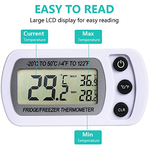 NexGadget Kühlschrank Thermometer, Thermometer für Kühlschrank Freezers, Digital-LCD Temperaturmonitor, Messe Ranking von -20 bis50 C (-4 to 122 F) mit hocher Genauigkei, Perfekt für Haushalt&Restaurants& Bars&Cafes - 3