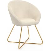 IDMarket - ANGELINA beige velvet round chair with gold interlocking legs