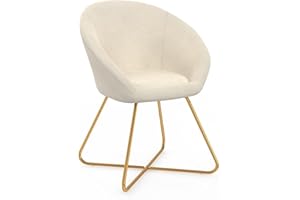 IDMarket - Poltrona rotonda ANGELINA in velluto beige con gambe incrociate dorate
