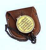 Thoreau-Go confidently Quote eingravierten Kompass mit Prägung Leder Fall. Solide Kompass Messing antik-finish mit Thoreau-Zitat 
