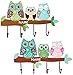 Produktbild Set: Garderoben - lustige Eule - incl. Name - aus Holz mit Metall Haken - mit 4 Kleiderhaken - Wandgarderobe Kind - bunte Eulen auf Ast Vögel Tiere Holzgarderobe Garderobenhaken / Wandhaken Kindergarderobe / Garderobenhaken