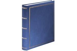 Album na Zdjęcia Fotograficzne Hama London Super Jumbo 34x35/80, Niebieski z Białymi Kartkami, Klasyczny Wygląd Książki, Złote Tłoczenie