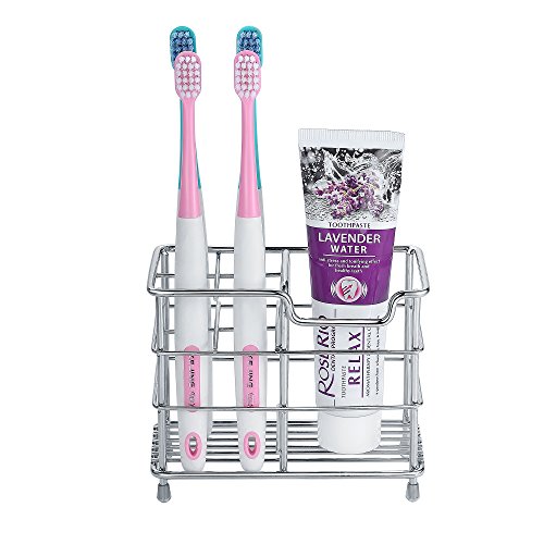 BasicForm Supporto Orizzontale Acciaio Inox Spazzolino da denti e Dentifricio Ripiano Toilette Bagno (1 pezzof)