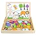 Produktbild Holz Puzzle, Zeichnung Schreibtafel Double Side Magnet Blocks Schwarz/Weiß Board Weihnachten Geschenk für Kinder 3 4 5 6