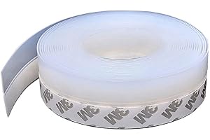 HIMIFUTURE 10M Window Sealing Strip, Self Adhesive Weather Stripping 35mm Width, Silicone Door Bottom Seal Strip Tape for Gaps of House Glass Shower Window and Door Weatherproof Soundproof, Transparent