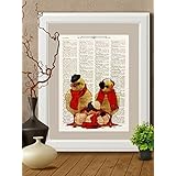 Kunstdrucke Küken auf Antike Buchseite,#PU001