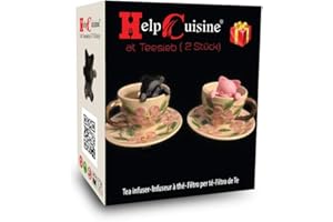 HelpCuisine® infuser/infuseur de thé/filtre diffusseur/passoire a thé à forme de Chat, infuseur réalisé en silicone à 100% alimentaire sans BPA, (Set 2 pcs + paquet-cadeau)