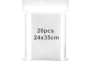 XINGRUN Sachet Zippé Sachet de Grands Transparent Cellophane 24x35cm Sacs Plastique Refermables Pochette Zip pour Vêtements T-shirt Pantalon Stockage,20Pièces