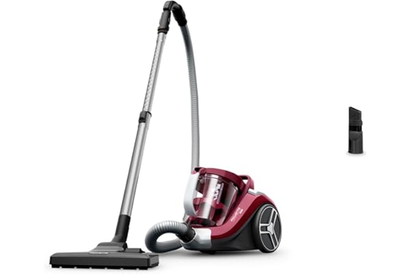 Rowenta Compact Power XXL Aspirateur sans sac, Moteur basse consommation de 900 W max, Haut niveau de filtration, Bac à poussière XXL 2,5 L, Compact RO4B23EA, Bordeaux