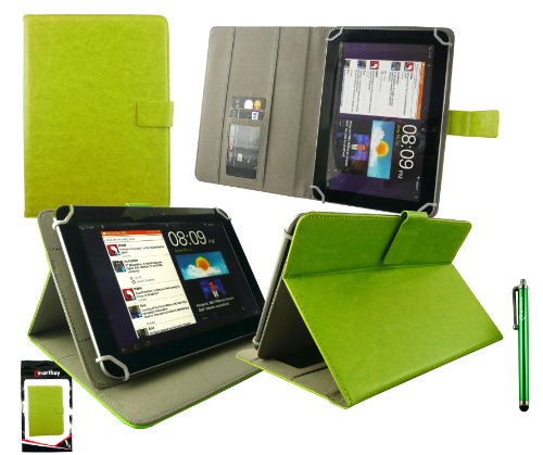 Emartbuy® Grün Eingabestift + Universalbereich ( 8 - 9 Zoll ) Grün Multi Winkel Folio Executive Hülle Schutzhülle Case Cover Wallet mit Kartensteckplätze geeignet für Gigaset QV830 8 Zoll Tablet