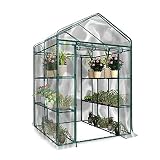 invernadero tipo arco * Material de PVC transparente de alta calidad con marco verde, protección UV, puerta con cremallera doble, cabezal con cremallera metálica (acceso desde ambos extremos).