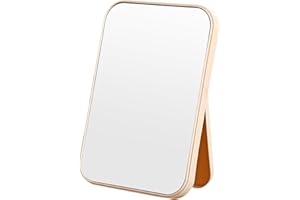 Naapesi Specchio pieghevole portatile, super HD, specchio rettangolare per il trucco, compatto e pieghevole, specchio da viaggio, portatile, da tavolo, leggero, 20 x 13,5 cm (beige)