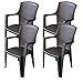 Produktbild 4er Set Gartenstuhl stapelbar Rattan Look Kunststoff Braun Gartenmöbel Bistromöbel