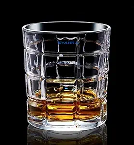 Syanka Square Design Crystal Glass Whisky Glasses Set of 6, Clear, 310ml