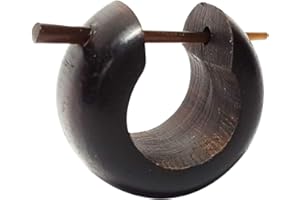 CHICNET Chic-Net - Orecchini a cerchio da donna, in legno e corno, in diversi legni