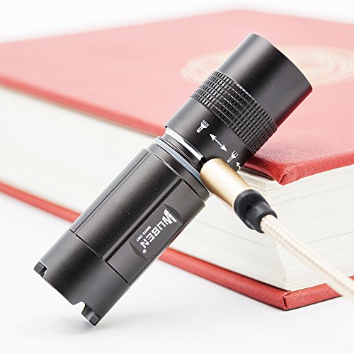 WUBEN® E346 Tragbare Taschenlampe Wasserdichte IPX-8 wiederaufladbare CREE XP-G2 LED Taschenlampe mit USB gerade füllenden Anschluss Inklusive 16340 Akku Real 300 Lumen Original Unique Design Militär grade III hart eloxiert Aluminiumlegierung Schwarz - 3