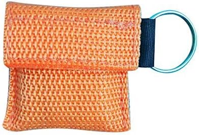 Plain CPR Face Shield / Life Key in Key Ring Pouch (8 Colour Options) (Orange)