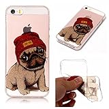 iphone se/5/5s Case, iphone se/5/5s Silicone TPU Transparent Cover, Cozy Hut iphone se/5/5s Luxury Shining Bling Printing Drawing Design Scratch Resistant TPU Bumper Clear Flexible Silicone Back Soft Protective Case Cover for iphone se/5/5s - puppy