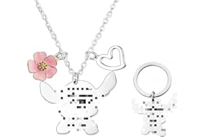 , XRHOT 2 Pezzi Ohana Means Family Neckalce Anime Collana Accessori a Tema Anime per Bambini Adulti Collana Portachiavi Ornamenti