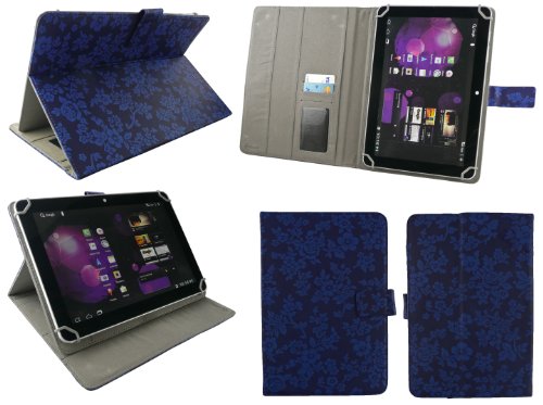 Emartbuy® Blau Eingabestift + Universalbereich Vintage Floral Blau Multi Winkel Folio Executive Case Cover Wallet Hülle Schutzhülle mit Kartensteckplätze Geeignet für Asus Transformer Pad TF303CL 10.1 Zoll - 2