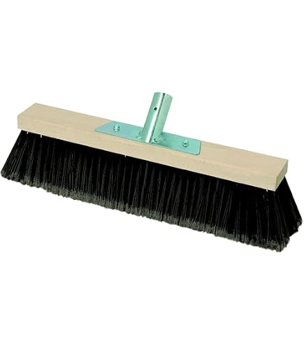 Balai Professionnel En Bois 60 Cm – Poils Durs PVC, Manche Acier, Pour Nettoyage Industriel Ou Extérieur, Fabriqué En Italie